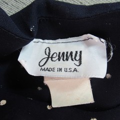 Vintage Jenny Dress Womens Size 16 Blue Polka Dot Secretary Cottagecore 80s 90s