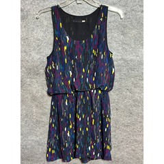 Blouson Dress Small Abstract Painterly Print Artsy Impressionist Boho Chic