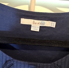 Boden Navy Blue Pinstripe Dress Size 12L Sheath Side Zip Cotton