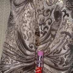 Debs Y2K Whimsical Taupe Strapless Tulle Ruffle Dress Sequin Paisley Fairycore