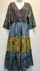Nwt SACRED THREADS gypsy boho funky hippy rayon twill tier DRESS 1X Free shippin