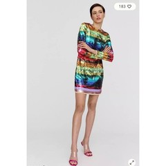 NWT❤️Anthro MAC DUGGAL RAINBOW SEQUINED MINI DRESS sz12