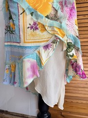 Spanish Designer Multicoloured Patchwork Floral Appliqué Dress M