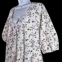NWT Coastal Cowgirl XL Floral V Neck Mini Dress Puff Sleeve Cottagecore Boho