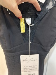 NWT La Redoute Creation 100% Silk Strappy Black Dress Size 4 Tiered Luxury LBD