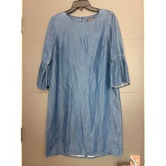 Johnston & Murphy Womens Blue Tencel Denim Bell Sleeve Dress 45-1520 Size S