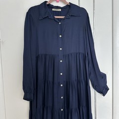 Navy Dress, 70% Viscose, 30% Silk, Made In Italy