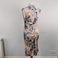 PHASE EIGHT Rapunzel Ruched Fitted Floral Pink Dress Wedding Party UK 12 Fits 10