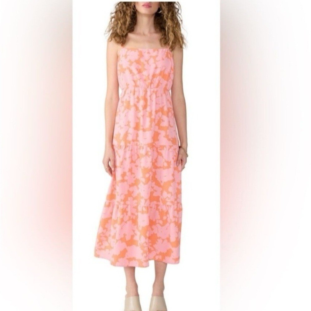 Social Standard by Sanctuary Pink Orange Floral Maxi Dress Medium