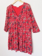 ba&sh Eve Red Floral Metallic Boho Flowy Dress Size 2, US 8 Medium Flowy $235