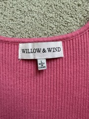 Willow & Wind Pink Ribbed Knit Bodycon Midi Dress V-Neck Sleeveless Size L