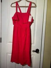 NWT JUSTFAB SIZE LARGE CORAL SUMMER DRESS SILVER LONG BACK ZIPPER