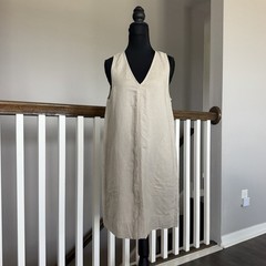 Splendid Linen Blend Sleeveless V Neck Shift Dress S Coastal Lagenlook Travel