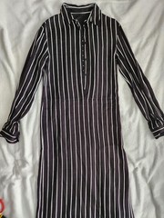 Haider Ackermann Black White Pinstripe Dress EU 38 Medium Long Elegant
