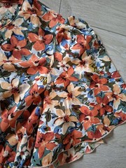 Shein Orange & Green Floral Print Silky Flared Dress Boho Holiday UK22/24 (4XL)