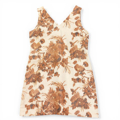 Talbots Women Dress Size 20 Linen Silk Blend Floral Sleeveless Shift Beige Brown