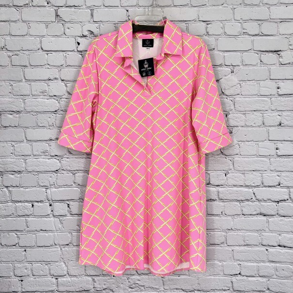 NWT Sailor-Sailor Lizzie Lattice Shift Dress Pink Size XL UPF 50+ Coastal