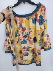 Flying Tomato Dress Womens XS Yellow Floral Bell Sleeve Artsy Boho Flowy