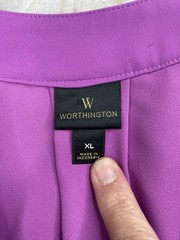 Worthington Tunic Mini Dress Womens XL Purple V Neck Sleeveless Pleated Career