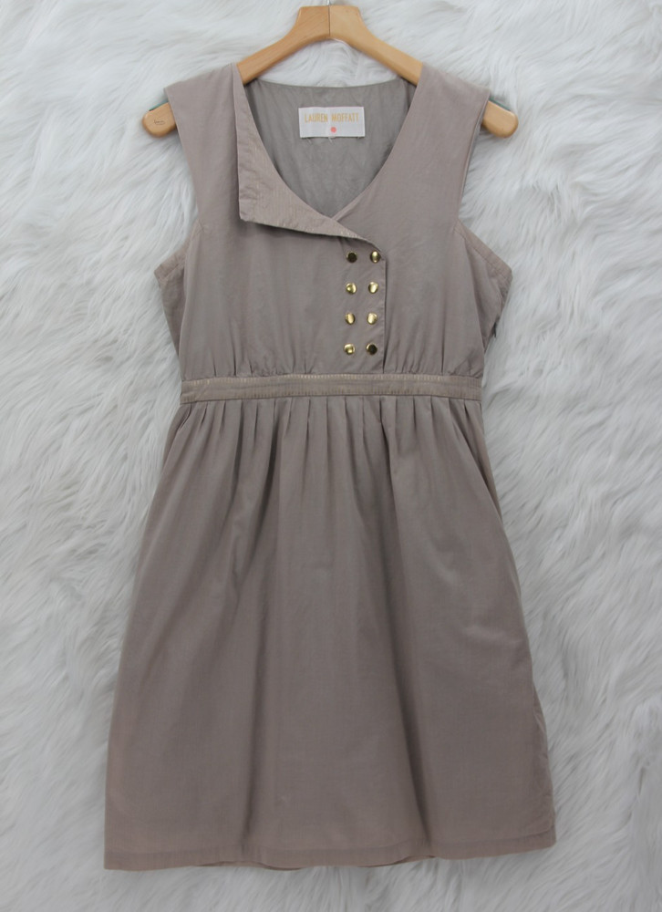 Lauren Moffat Anthropologie 100% Cotton Sheath Beige Dress Women&rsquo;s Size 8 Preppy