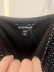 EXPRESS Small Black Polka Dot Belted Dress Coquette Sweetheart Button Strap