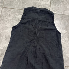 Quince 100% Organic Cotton Gauze Sleeveless Swing Button Dress Pockets Black S