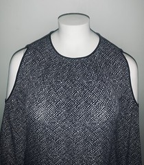 APT 9 Long Sleeve Cold Shoulder Black/White Print Pullover Shift Dress Size XL