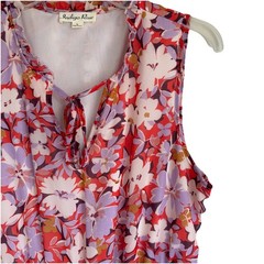 Indigo Rose Sz L Floral Sleeveless Maxi Dress Tiered Lined Tie Front V-Neck
