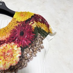 Rare Condition PLEATS PLEASE One Piece Floral Transfer Flare A Line
