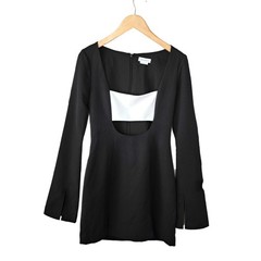 LOVERS AND FRIENDS Pierce Black & White Cutout Mini Dress Small 2-4 Long Sleeve