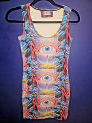 Artist Ellie Pritts RARE Mini Dress size XS Cosmic Metaphysical Digital Art Eyes