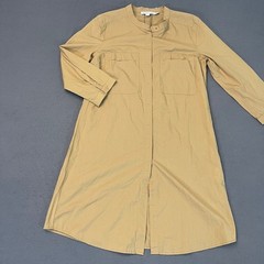 See By Chloe Women&rsquo;s 8 Band Collar Utility Shirt Dress Tunic Tan Made in Italy