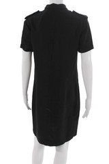 Burberry London Women Black Silk Shirt Dress Button Short Sleeve Size 6
