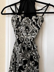 B. Darlin Black Silver Sequin Halter Sweetheart Bodycon Mini Dress S Lined