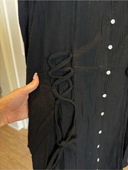 Peach Love California Size M Black Button-Front Mini Dress with Side Ties