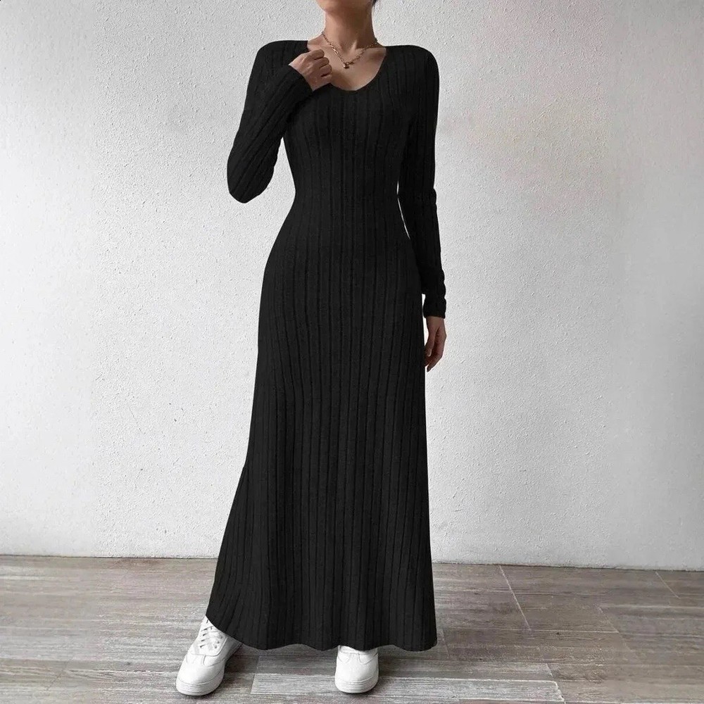 The Drop Women&rsquo;s Black Ribbed Long-Sleeve Maxi Dress new with tags size S