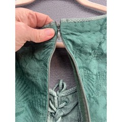 Comfort First Dress Womens Sz L Medieval Linen Lace Up Empire Waist Green Washed