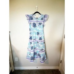 sail to sable bloom print flutter sleeve midi dress size medium NWT