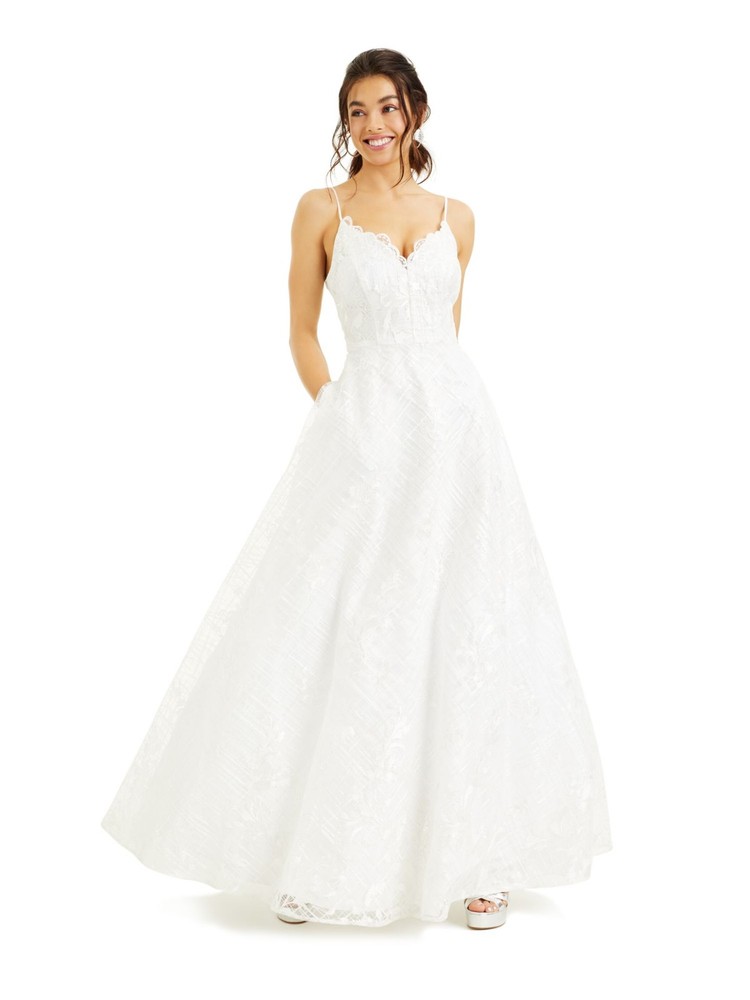 SAY YES TO THE Womens Dress White Spaghetti Strap Formal Juniors 56