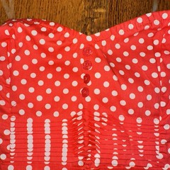 NWT Retro Polka Dot Pinup Strapless Mini Dress Medium Coral Tradwife Euro Summer