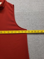 Monteau Women Dress S Red Sleeveless Back Zip Asymmetric Hem Side Tie Mock Neck