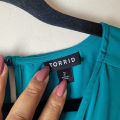 Torrid Womens Plus Size 2X Tea Length Studio Crepe de Chine Surplice Dress