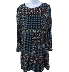 Mixed Floral Bandana Print Womens Dress Size 8 Button Cuff Sleeve Loft