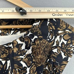 VTG Talbots Floral Print Stretch Dress Black Brown White SZ 8 Y2K Flowercore