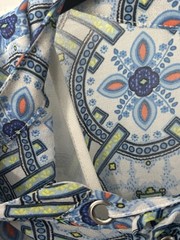 Adrianna Papell Blue Print Dress Size Large Fully Lined Full Flowy Sleeves