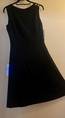 Ralph Lauren Black Midi Sleeveless Dress With 2 Brass Buttons