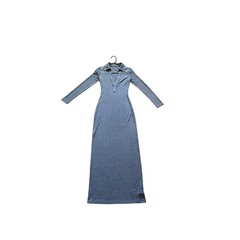 Micas Women&rsquo;s Small Gray V-Neck Long Sleeve Collared Bodycon Long Dress