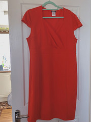 Kim and Co 2XL – FIESTA RED – Beautifully styled Ponte Crepe Dress – Exc.Cond.