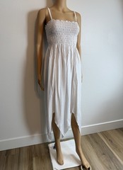 Peaceful People White Spaghetti Strap Smocked Sarong Swimsuit Cover Dress Size S