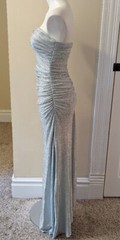 HAILEY ADRIANNA PAPELL Mint Silver Shimmer Rhinestone Ruched Maxi Dress 2/4 = S